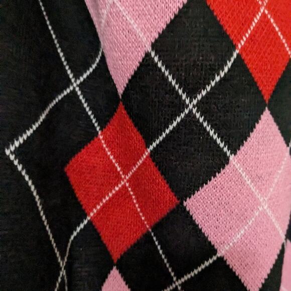 DIVIDED NWT ARGYLE 3X SKIRT PINK/BRN - Picture 2 of 4